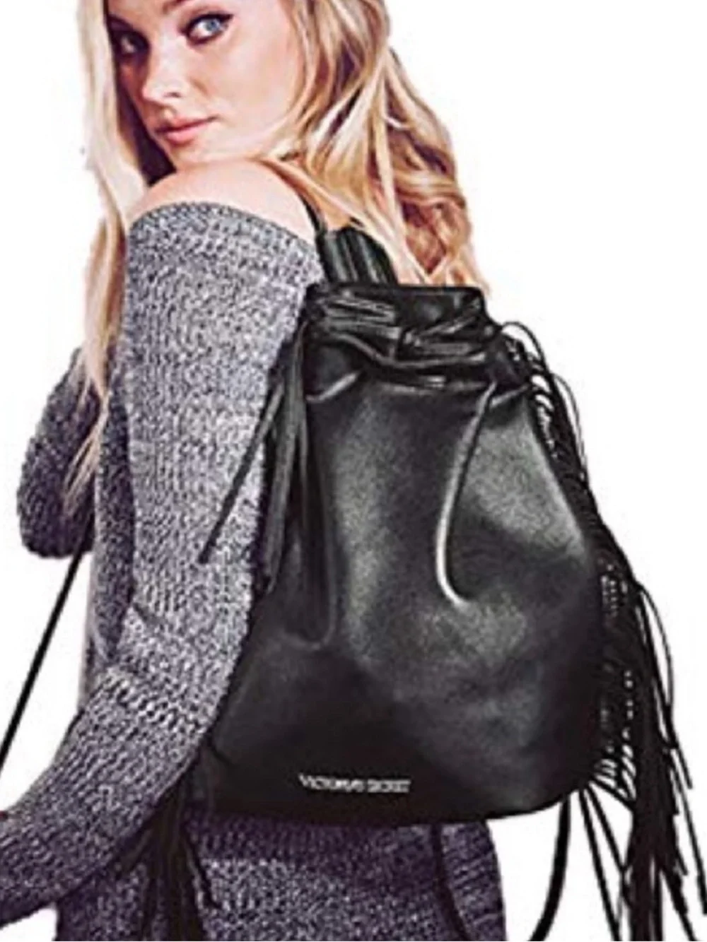 Victoria’s Secret Vintage Y2K Faux Leather Fringe Backpack